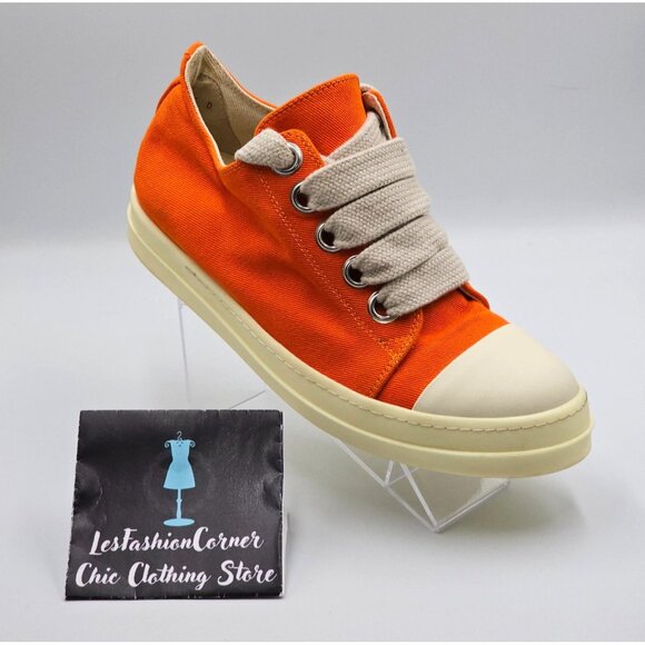 Rick Owens DRKSHDW Men's Orange Jumbo Lace Low Top Sneakers Sz 12 (45) 2817 - Picture 15 of 16